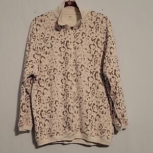 Aerie leopard print quarter zip pullover sweater top size S neutral oversized